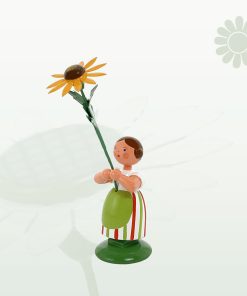 Mädchen mit gelben Sonnenhut – Wiesenblumenmädchen auf Sockel