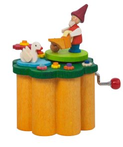 Kurbelspieldose Zwerg Blumenwiese A