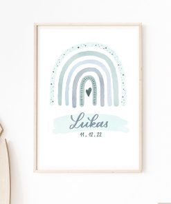 Poster Regenbogen ” ligh blue” DIN A5 – ohne Rahmen