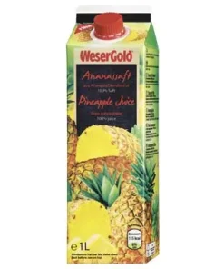 Wesergold, Ananassaft, 100 % Fruchtgehalt, 1 l Packung