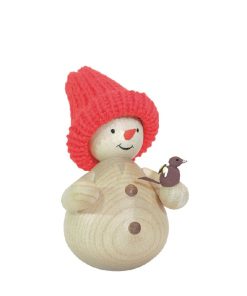 Schneemann mit Vogel