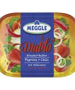 Meggle, Kräuterbutter Diabolo, 62 % Fett, 120 g Packung