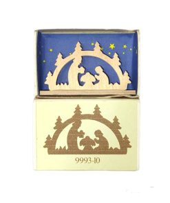 Miniatur Schwibbogen Heilige Familie in Zündholzschachtel