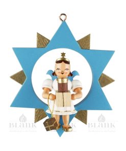 Blank Kurzrockengel im Stern mit Geschenken, farbig