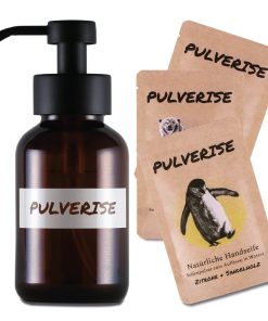 Pulverise Family Bundle 2 Seifenspender Braun 3 Seifenpulver – Zitrone/ Sandelholz