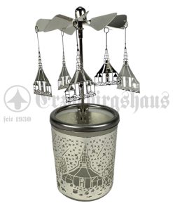 Minipyramide Glaskarusell mit Windlicht – Seiffener Kirche – Winterkirche