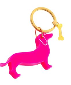 Schlüsselanhänger Dackel, Neon Pink
