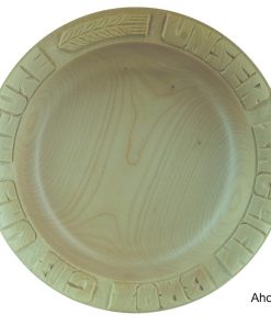 Brotteller 31-33 cm mit handgeschnitzter Schrift,  Ahorn