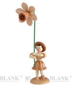 Blumenmädchen mit Narzisse in Naturtönen
