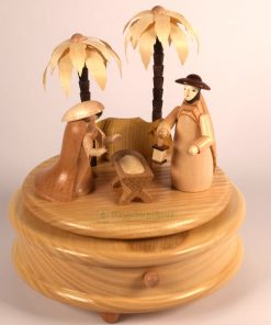 Spieldose mittelgroß, natur Krippenfig., (9cm), 18er Werk “Sille Nacht”